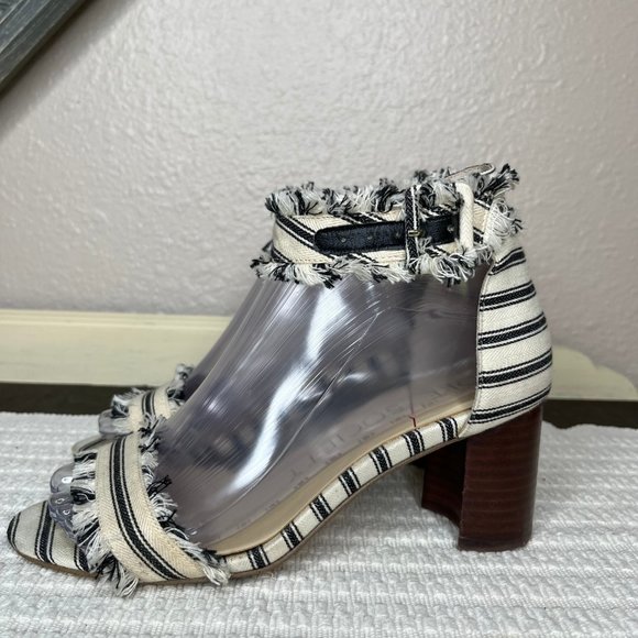 Sole Society So-Helgah Womens Block Heel Fringe Striped Ankle Strap Sandal 6M - Picture 4 of 9